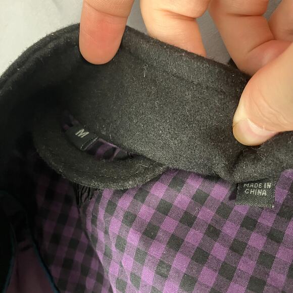 Steve Madden Women’s Black Military Coat Medium Wool Blend Long Jacket - Picture 11 of 15